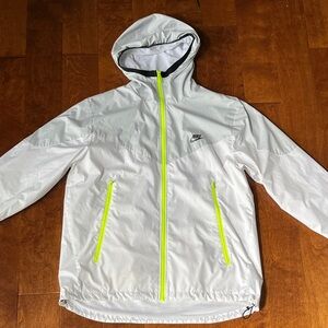 Nike Raincoat in White with Bright Yellow Details